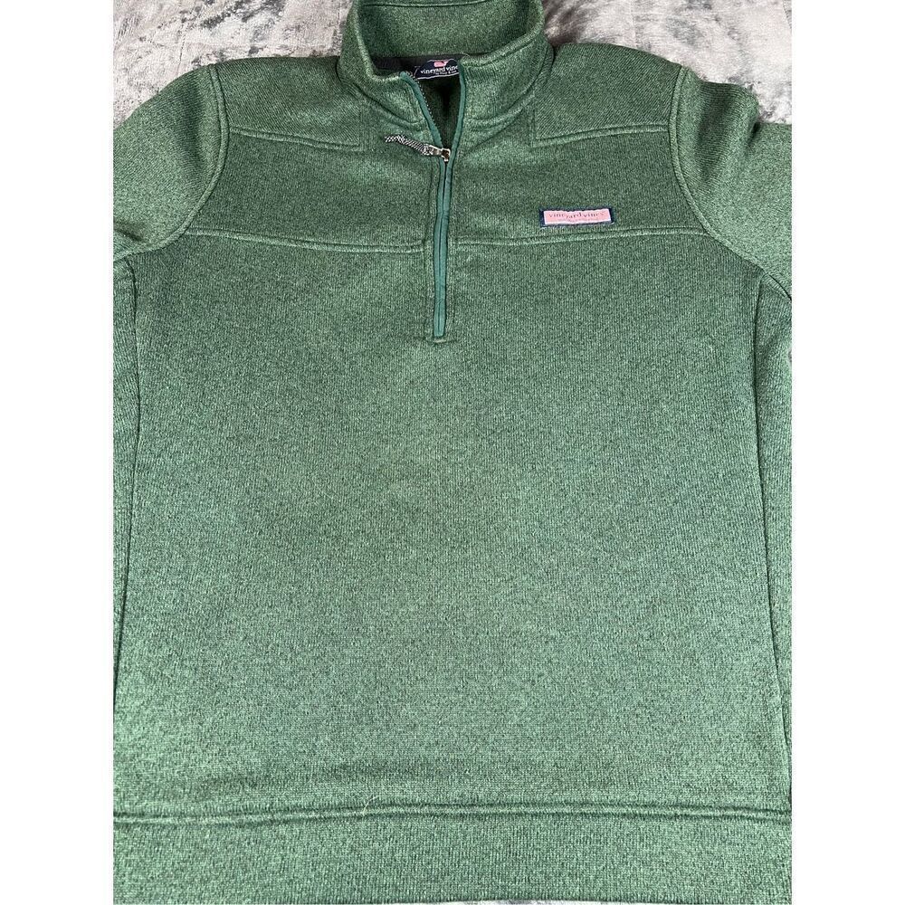 Vineyard Vines Heathered Green Quarter-Zip Pullover
